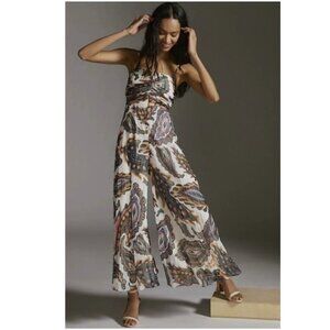 Anthropologie Ranna Gill Pleated Halter Jumpsuit